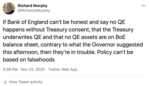The Governor of the Bank of England really does need to tell the truth ...